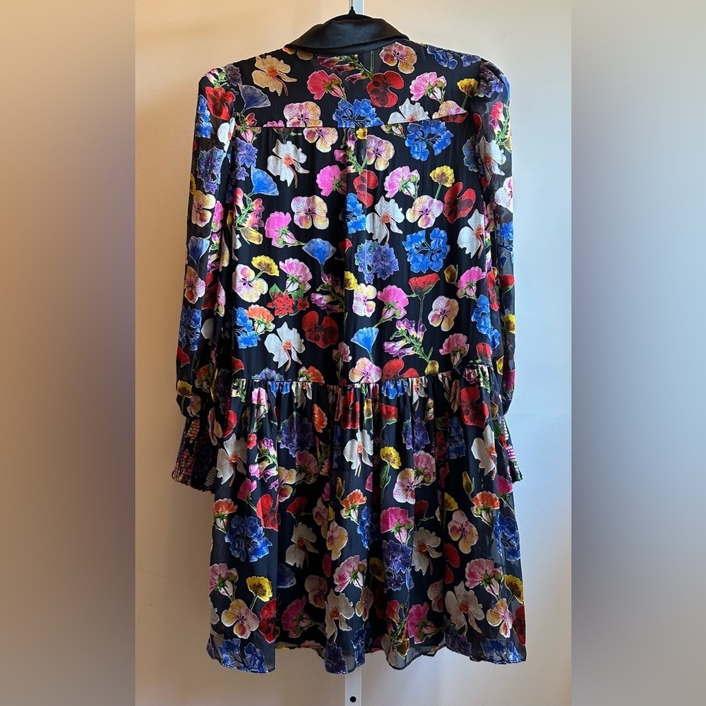 Alice + Olivia BERTHA MINI SHIRT DRESS Sz L / 12 Timeless Blossom Floral - Picture 7 of 13